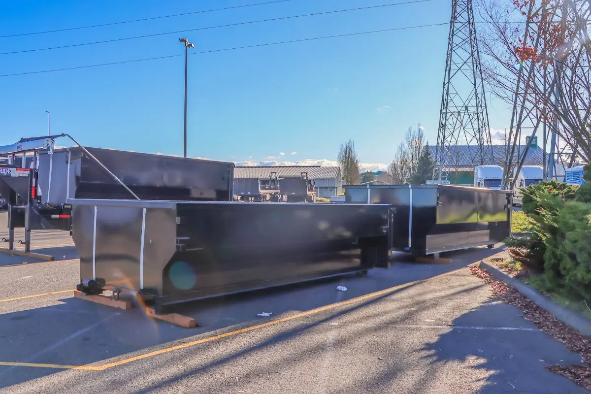 Roll-off dumpster ready for waste disposal at job site for 2 Yard Dumpster Rental in Homer Glen